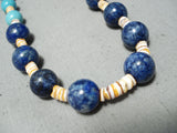 Amazing Vintage Native American Navajo Turquoise Lapis Sterling Silver Necklace-Nativo Arts