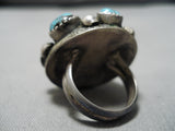 Marvelous Vintage Native American Navajo Domed Lone Mountain Turquoise Sterling Silver Ring-Nativo Arts