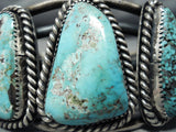 Heavy Thick Vintage Native American Navajo Red Mountain Turquoise Sterling Silver Bracelet-Nativo Arts