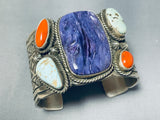 One Of The Best Ever Vintage Native American Navajo Charoite Sterling Silver Turquoise Bracelet-Nativo Arts