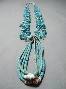 Impressive Vintage Navajo Heishi Turquoise Native American Necklace Old-Nativo Arts