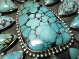 Important Colossal Vintage Native American Navajo Spiderweb Turquoise Sterling Silver Pendant-Nativo Arts