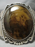 Colossal Vintage Native American Navajo Petrified Wood Sterling Silver Bracelet Old-Nativo Arts