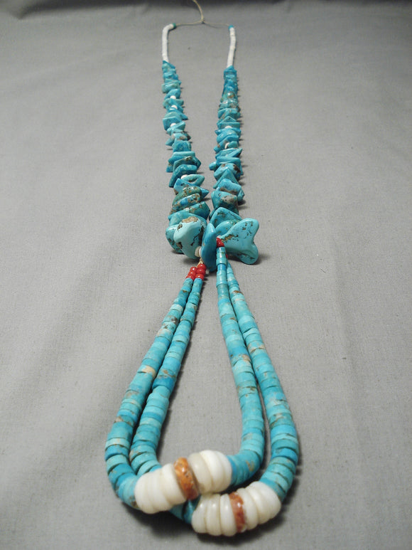 Quality Vintage Navajo Blue Turquoise Native American Jacla Necklace-Nativo Arts