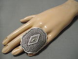 Wow Stamp Work Genius Native American Navajo Important Sterling Silver Ring-Nativo Arts