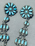 Quad Tier Vintage Native American Navajo Turquoise Chandelier Sterling Silver Earrings-Nativo Arts