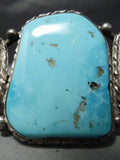Museum Vintage Native American Navajo Natural Blue Turquoise Sterling Silver Bracelet Old-Nativo Arts