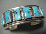 Superior Vintage Native American Navajo Turquoise Sterling Silver Bracelet Old-Nativo Arts