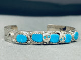 Superior Native American Zuni Authentic Turquosie Snake Sterling Silver Bracelet-Nativo Arts