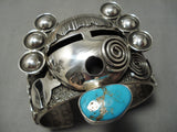 Best Native American Navajo Alex Sanchez Turquoise Sterling Silver Kachina Bracelet-Nativo Arts