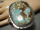 One Of The Biggest Vintage Native American Navajo #8 Turquoise Sterling Silver Brcelet Old-Nativo Arts