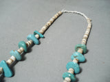 Gorgeous Vintage Native American Navajo Turquoise Sterling Silver Necklace Old-Nativo Arts