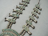 Rare Vintage Native American Navajo Royston Turquoise Sterling Silver Squash Blossom Necklace-Nativo Arts