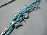 Native American Heavy Rare Vintage Santo Domingo Turquoise Sterling Silver Fetish Necklace Old-Nativo Arts