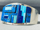 Best Pat Becenti Vintage Native American Navajo Lapis Inlay Sterling Silver Bracelet-Nativo Arts