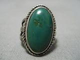 Earlier 1900's Vintage Native American Navajo Cerrillos Turquoise Sterling Silver Ring Old-Nativo Arts