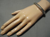 Wonderful Vintage Native American Navajo Riased Spine Stamped Sterling Silver Bracelet-Nativo Arts