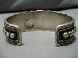 Native American Rugged Stunning Vintage Navajo Turquoise Deep Carved Sterling Silver Bracelet-Nativo Arts