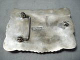 Gigantic Vintage Native American Zuni Old Kingman Turquoise Sterling Silver Buckle-Nativo Arts