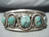 Native American Important Snake Vintage Navajo Royston Turquoise Sterling Silver Snake Bracelet-Nativo Arts