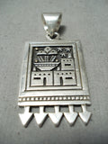 Native American Important Vintage Santo Domingo Sterling Silver & Gold Pendant Old-Nativo Arts