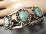 Early Vintage Native American Navajo Natural Royston Turquoise Sterling Silver Bracelet Old-Nativo Arts