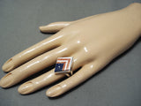 Native American Detailed American Flag Navajo Lapis Sterling Silver Ring-Nativo Arts
