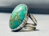 Important Vintage Native American Navajo Gibson Nez Green Turquoise Sterling Silver Ring-Nativo Arts