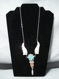 Marie Thompson Vintage Native American Navajo Sleeping Beauty Turquoise Sterling Silver Necklace-Nativo Arts