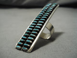 Fabulous Vintage Zuni Native American Sterling Silver Needle Turquoise Ring-Nativo Arts