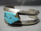 Superior Vintage Native American Navajo Graduating Turquoise Sterling Silver Bracelet Old-Nativo Arts