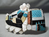 Fabulous Vintage Native American Zuni Turquoise Sterling Silver Bracelet Old-Nativo Arts