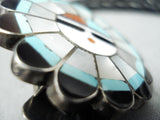 Remarkable Vintage Native American Zuni Inlay Turquoise Coral Sunface Bolo-Nativo Arts