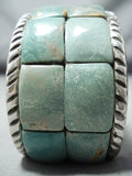 One Of The Best Native American Navajo Green Turquoise Inlay Sterling Silver Bracelet-Nativo Arts