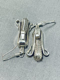 Very Rare Corn Cob Native American Navajo Sterling Silver Earrings-Nativo Arts