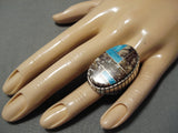 Magnificent Native American Navajo Turquoise Inlay Wildhorse Sterling Silver Native Ring-Nativo Arts