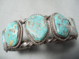 One Of The Best Heavy Coil Vintage Native American Navajo Turquoise Sterling Silver Bracelet-Nativo Arts