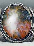 One Of The Best Vintage Native American Navajo Lava Agate Sterling Silver Leaf Bracelet-Nativo Arts