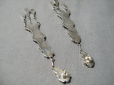 Marvelous Vintage Native American Zuni Blue Gem Turquoise Sterling Silver Earrings-Nativo Arts
