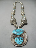 Best Vintage Native American Navajo Turquoise Inlay Tubule Sterling Silver Necklace Old-Nativo Arts