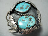 Huge Vintasge Native American Navajo Rare Early Deposit Turquoise Sterling Silver Bracelet-Nativo Arts