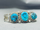 Marvelous Vintage Native American Navajo Kingman Turquoise Sterling Silver Bracelet-Nativo Arts