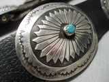 One Of Best Vintage Native American Navajo Turquoise Sterling Silver Hat Concho Belt Old-Nativo Arts