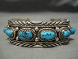 Long Unique Swirling Vintage Native American Navajo Hand Hammered Sterling Silver Bracelet Old-Nativo Arts