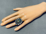 One Of The Most Unique Vintage Native American Navajo #8 Turquoise Sterling Silver Ring-Nativo Arts