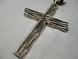 Native American Quality Vintage Navajo Hand Tooled Sterling Silver Cross Pendant-Nativo Arts