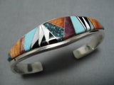 Vintage Native American Navajo Turquoise Raised Inlay Patrick Lincoln Sterling Silver Bracelet-Nativo Arts