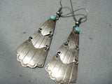 Exquisite Vintage Native American Navajo Sleeping Beauty Turquoise Sterling Silver Earrings Old-Nativo Arts