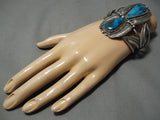 Tremendous Vintage Native American Navajo Pilot Mountain Turquoise Sterling Silver Bracelet Cuff-Nativo Arts