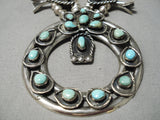 Rare Full Naja Vintage Native American Navajo Turquoise Sterling Silver Squash Blossom Necklace-Nativo Arts